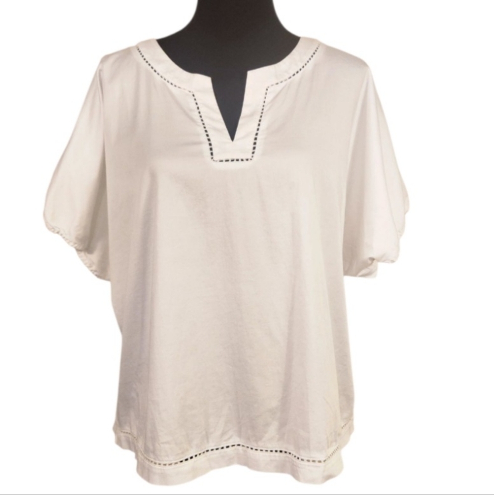Soft Surroundings Cotton Blend Boho Women's Top Size Large White
